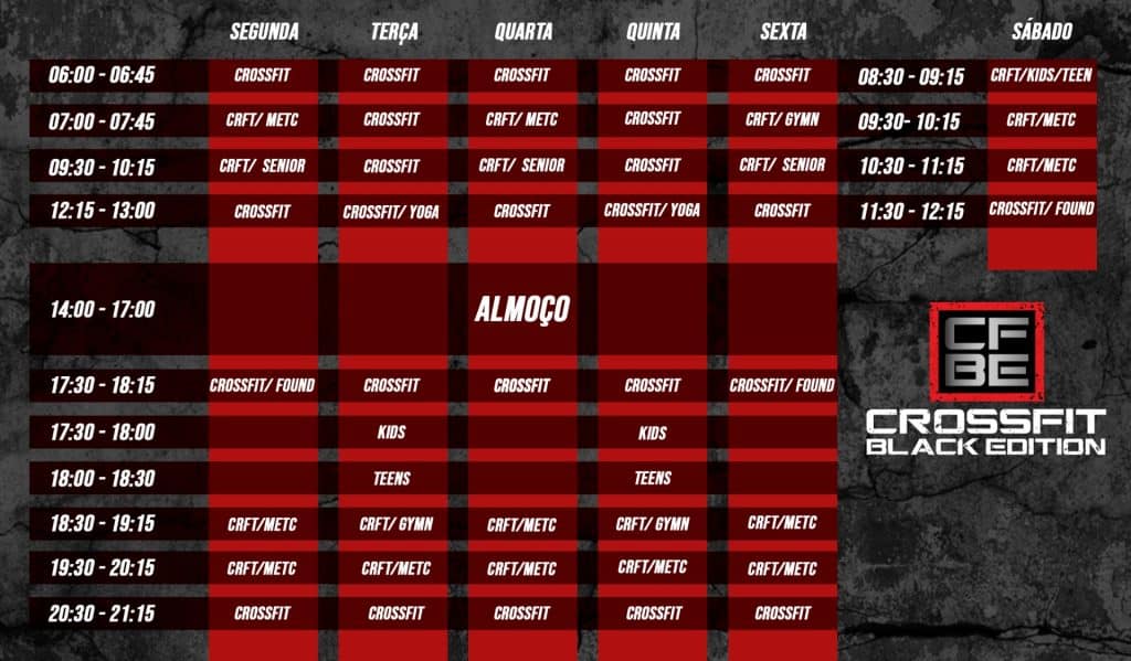 CrossFit Black Edition Timetable